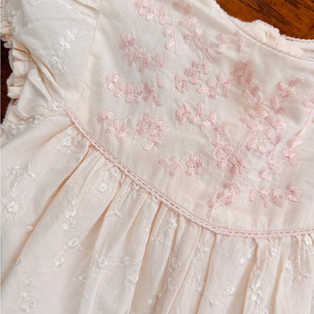 Zara Girls Pink and Cream Embroidered Dresses - Picture 11 of 16
